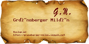 Grünsberger Milán névjegykártya